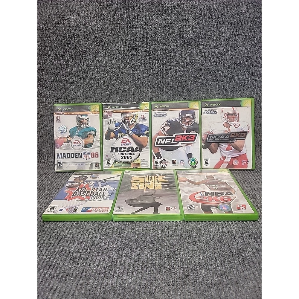 Xbox Sports Game Lot of 7 Madden NCAA NFL 2K NBA 2K Sneak King All-Star Baseball